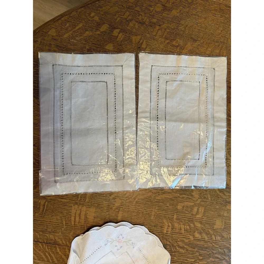 Set of 4 Linen Beige Mini Placemats 8